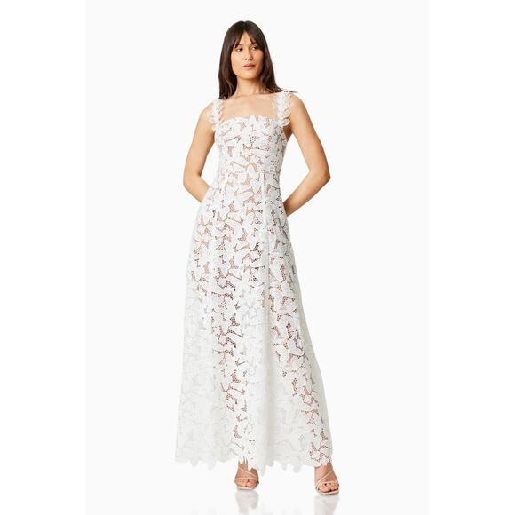 ELLIATT Symi Lace Maxi Dress In White Bridal Bachelorette 👗size S NWT$448 - Picture 4 of 13